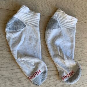 Hanes White and Gray Athletic Ankle Socks